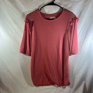 Women's Ruffled Sleeve Top - Coral